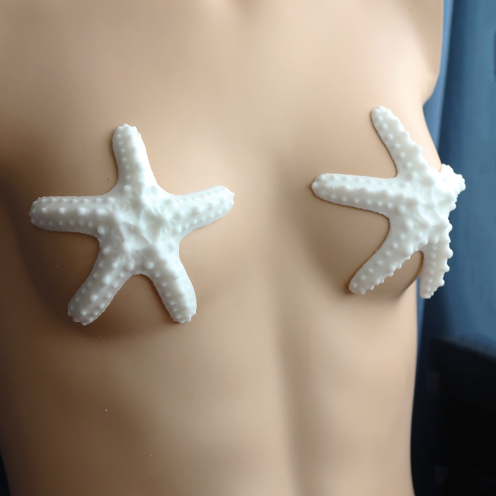 Mannequin with two white starfish on its chest
