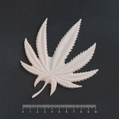 Cannabis Pasties / Nipple Patches (Pair) - Silicone makeup prosthetic in vanilla shade on a black surface with a ruler
