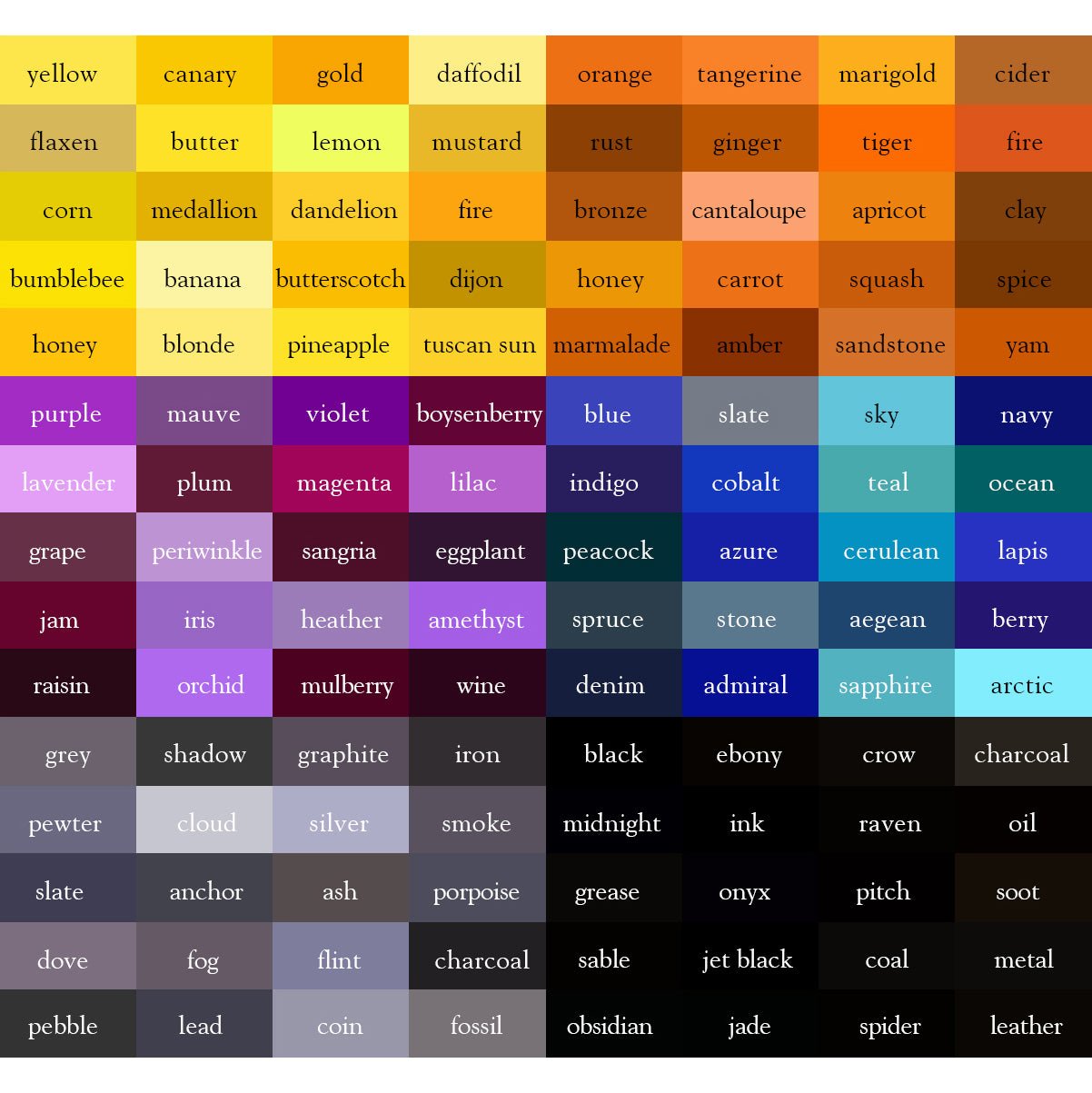 Selection of custom colours